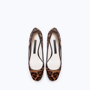 Zara printed leather ballet flats-gently worn